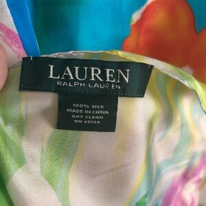 Ralph Lauren Multicolor Floral Silk Scarf - Yellow, Green, Blue, Pink, Orange